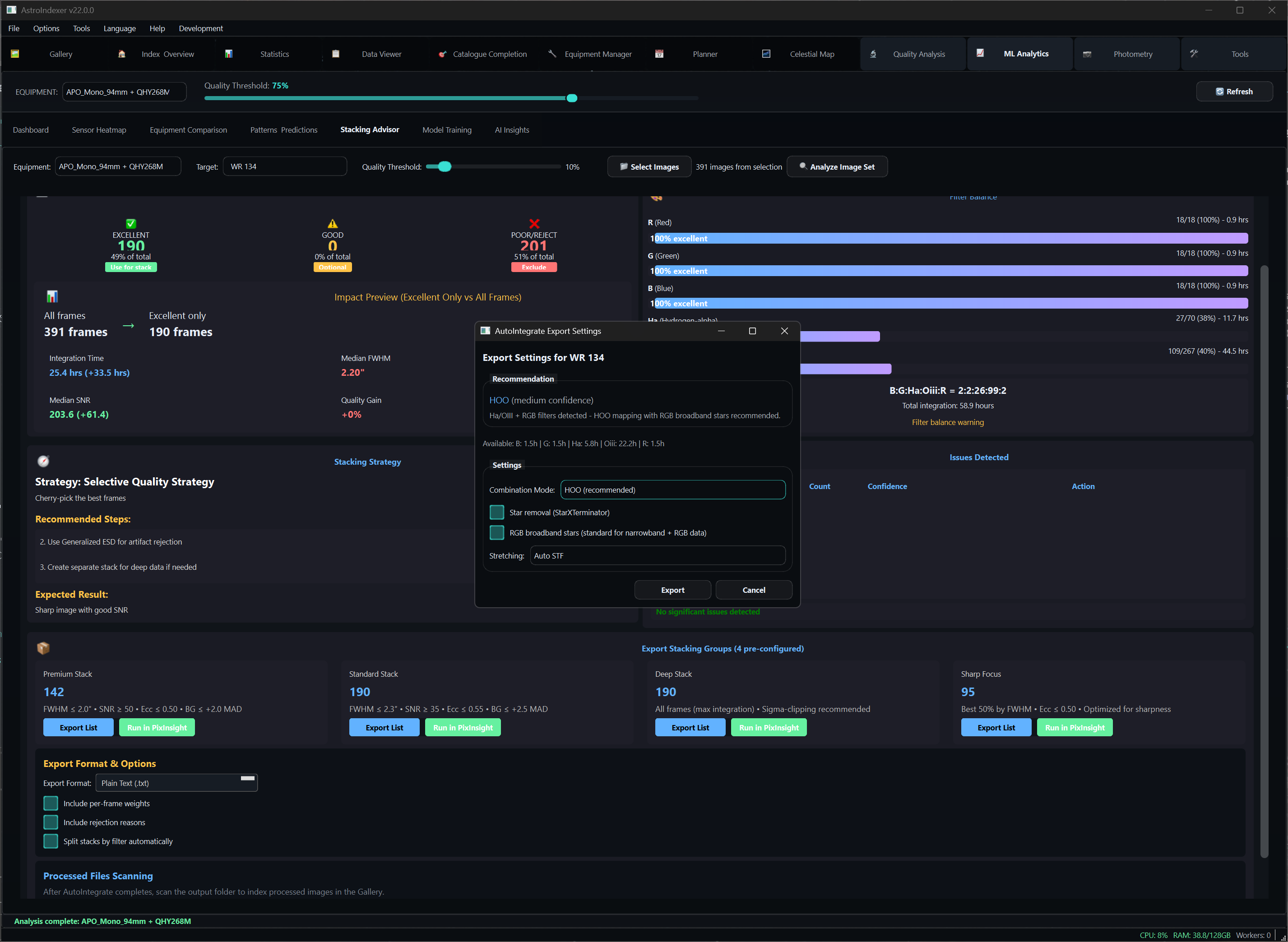 Stacking Advisor Screenshot
